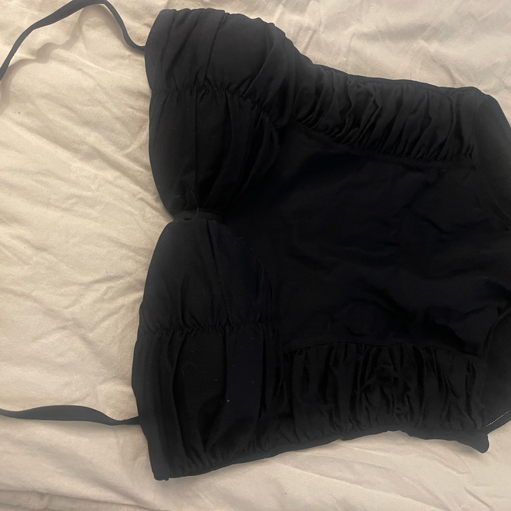 Black Ruched Swimsuit Top